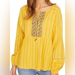 NWT Sanctuary Summer Embroidered Long Sleeve Top in Yellow